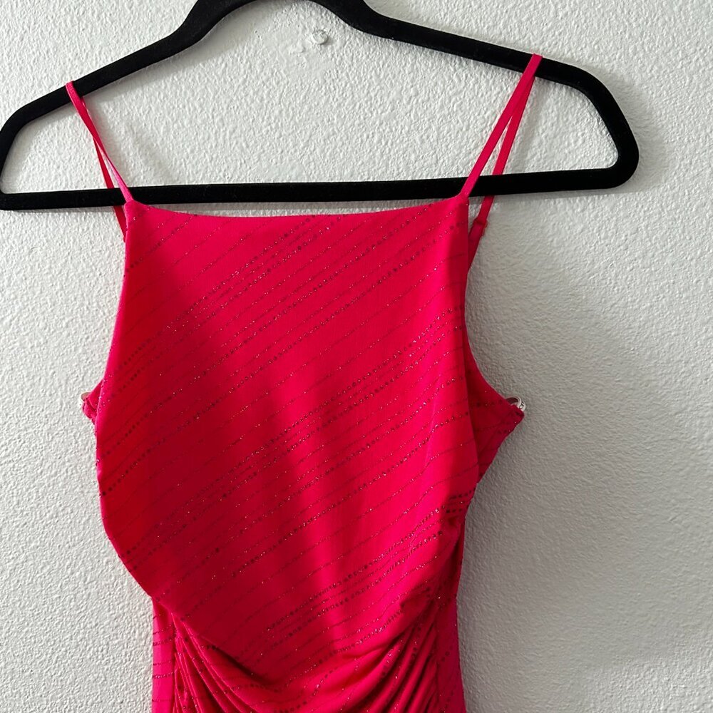 Vtg City Triangles Hot Pink Glitter Asymmetrical Dress XS* Fairycore Whimsical - Picture 7 of 7